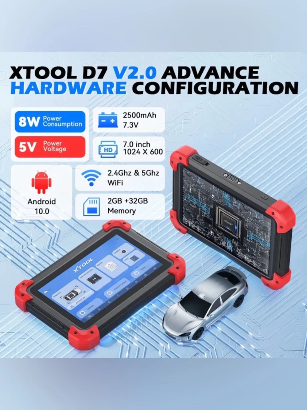 XTOOL D7 OBD2 Diagnostic Scanner Full System Diagnostic Key Program Tool